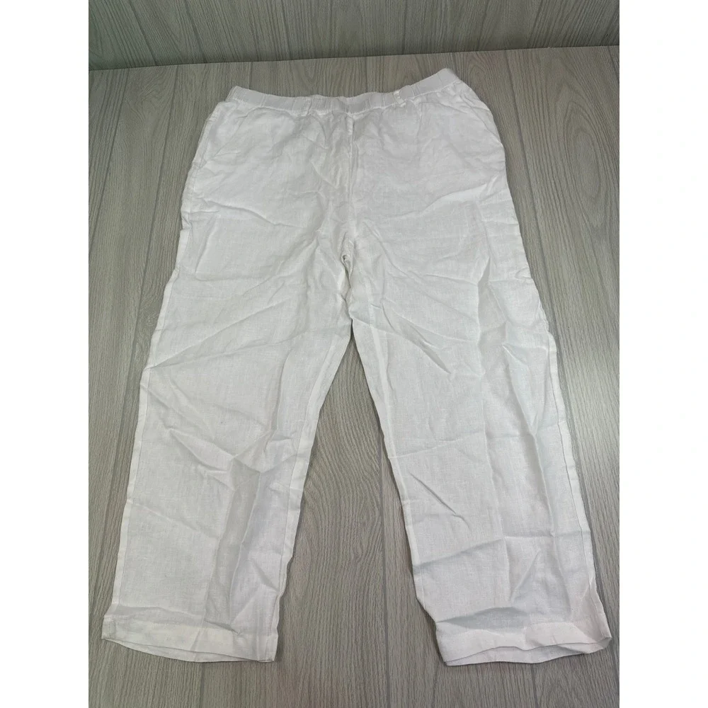 Quince White 100% European Flax Linen Relaxed Straight Leg Pants XL JDAVN01